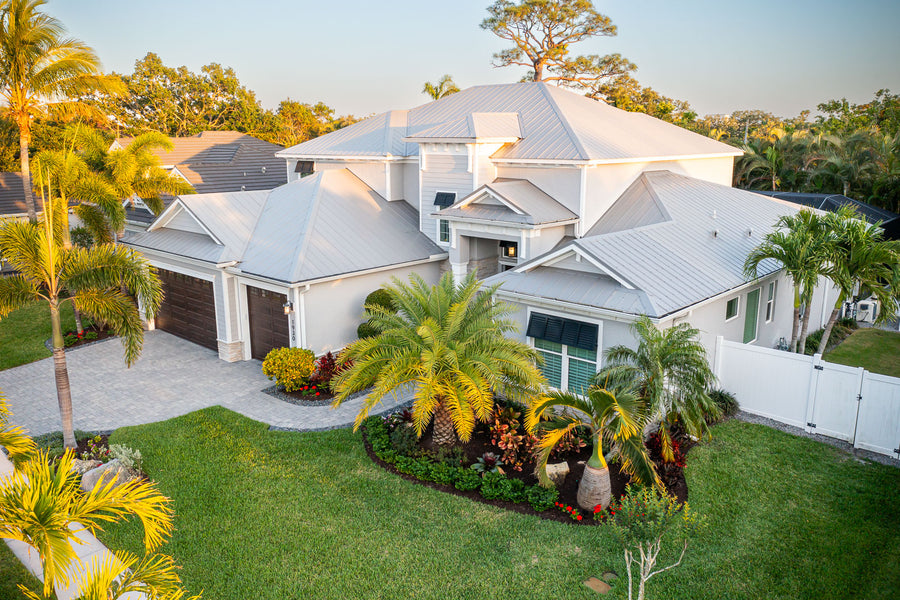 Aerial view of a landscaped Indian Harbour Beach property